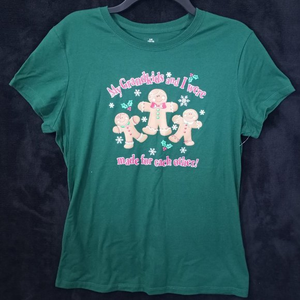 Green Tee‎ Shirt "My Grandkids And I Were Made For Each Other" Size Large #1189